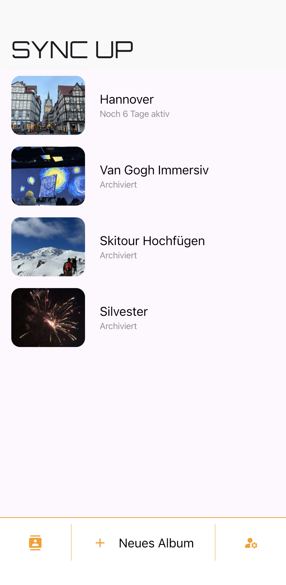 Different albums created in SyncUp